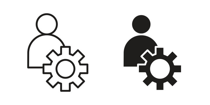 User gear icon line vector illustration in solid color design