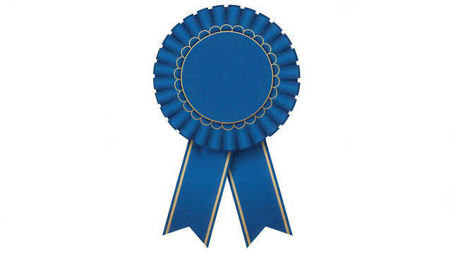 Blue award ribbon, blue rosette, winner ribbon, blue recognition badge