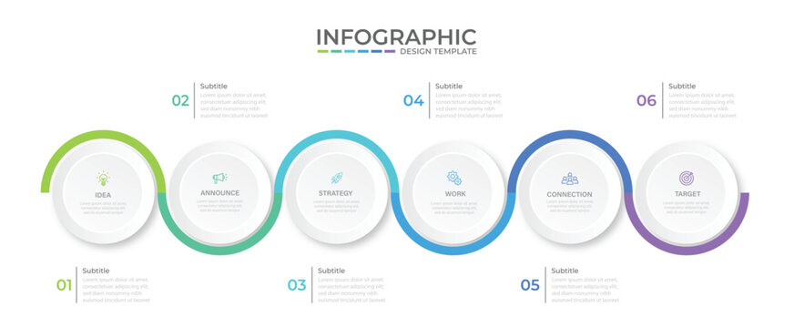 Vector Infographic design with icons and 6 options or steps. Infographics for business concept. Can be used for presentations banner, workflow layout, process diagram, flow chart, info graph