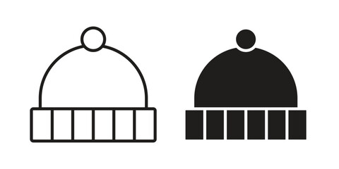 Winter hat icon line vector illustration in solid color design © Franklin