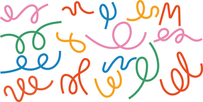 Multicolored squiggles on white background