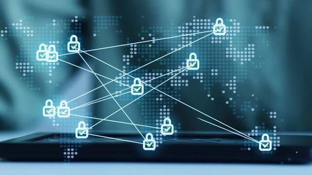 Connection and security in digital communication through email around the world and the importance of data protection.