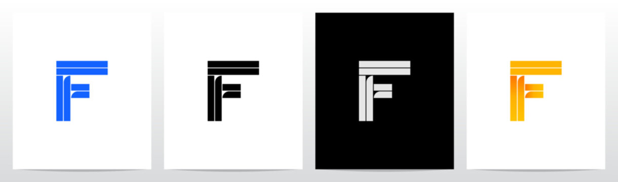 Parallel Geometric Rectangles Square Alphabet Initial Letter Logo Design F