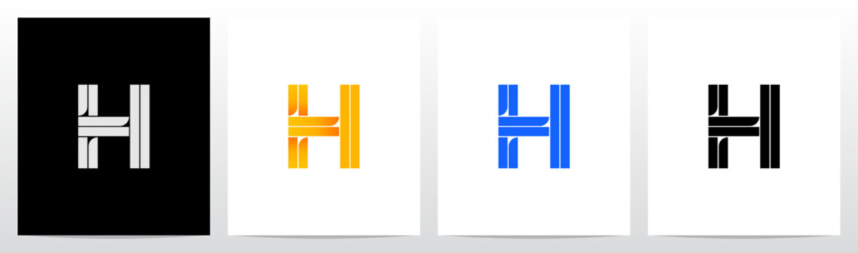 Parallel Geometric Rectangles Square Alphabet Initial Letter Logo Design H
