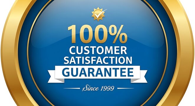 Premium quality seal features prominent golden text proclaiming absolute consumer confidence