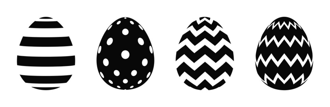 Four black and white oval patterns on a white background