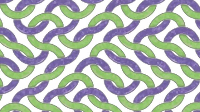 Seamless geometric pattern with interlocking purple and green chains