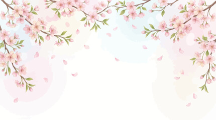 Obraz premium Spring Cherry Blossom Background with Falling Sakura Petals