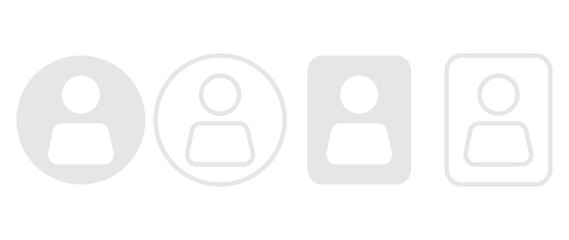 Fototapeta premium Vector flat illustration. Set of icons in grayscale. Avatar, user profile, face icon, gender-neutral silhouette, profile picture. Suitable for social media profiles, icons, splash screens and as a tem