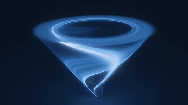 Abstract glowing blue vortex in a funnel shape against a dark background