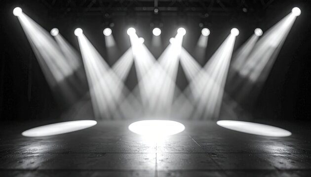 Stage Spotlight with Multiple Lights Shining.