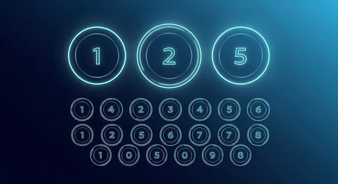 Glowing Neon Numbers on Dark Blue Background - Abstract Digital Art