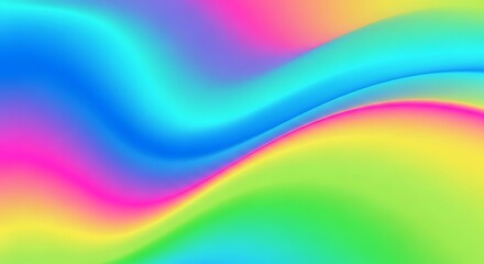 Obraz premium Vibrant abstract background features smooth flowing waves of neon color gradients