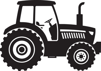Obraz premium Agricultural tractor silhouette icon, farming vehicle illustration for agriculture equipment, rural farm machinery symbol isolated for logo, infographic, transport and farming industry design