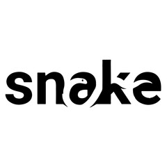 A black and white image of the word 'snake'