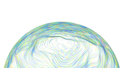 Artistic rendering of colorful lines creating a spherical shape on a clean white background, evoking creativity and desi © vegefox.com
