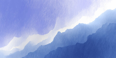 A breathtaking mountain landscape unfolds beneath a serene blue sky where soft clouds drift over snowy peaks at dawn and misty valleys reveal the natural beauty of the alpine scenery © ZT Stock Studio