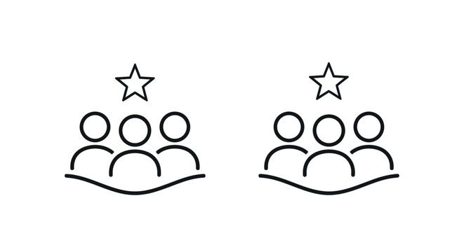 Two groups of people each with a star symbol above them representing recognition or favoritism