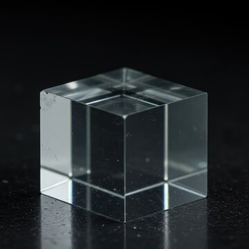 Raw optical glass block, prism blank, waiting for precision grinding and polishing into a high-quality optical component, equipment, unfinished, reflection