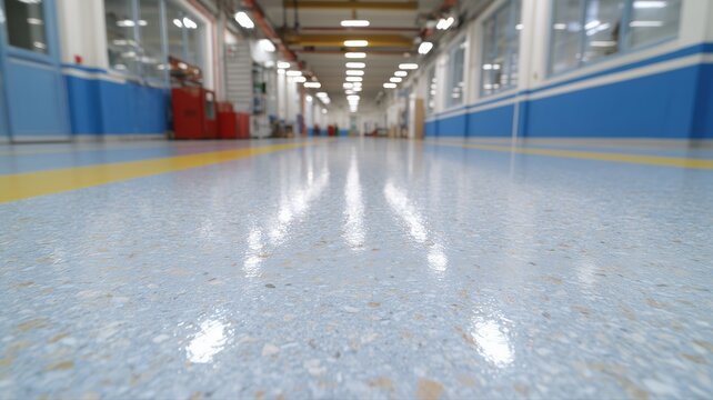 Professionelle Installation eines gl&auml;nzenden Epoxidharzbodens in einer deutschen Garage mit fachgerechter Oberfl&auml;chenbehandlung und Aush&auml;rtung.