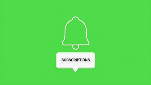 White notification bell over subscriptions message box on bright green background