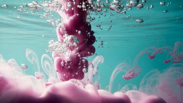 Vibrant Pink Ink Splashing in Turquoise Water Cinematic Visuals for Creative Projects and Designs