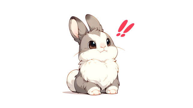 Cute Rabbit Surprise Expression Alert Notification Attention Icon Marketing Hook PNG