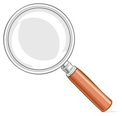 Magnifying Glass Vector Illustration with Wooden Handle for Search or Detection