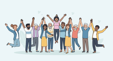 Obraz premium People celebrate Tax Day with diverse group outdoors