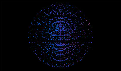 Fototapeta na wymiar Dot ai global 3d wireframe sphere for abstract design element. Network technology big data background with copy space for digital cyber banner concept. 