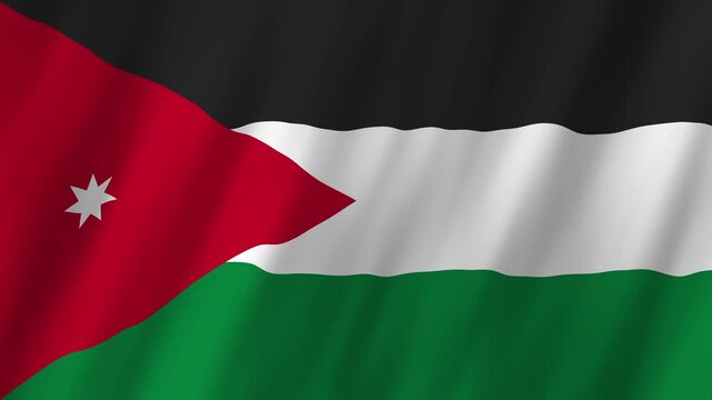 Jordan Flag Waving 4K: Realistic Hashemite Kingdom National Symbol Motion Graphic