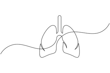 Fototapeta premium Simple human lungs continuous one line drawing minimalist medical anatomy outline isolated on white background
