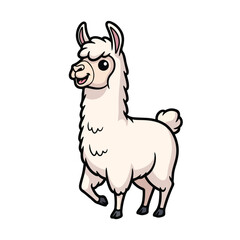 Fototapeta premium Cute Llama Standing Alone on White Background