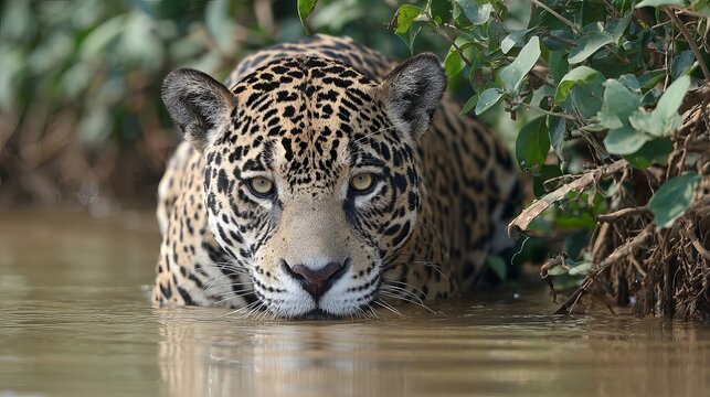 Jaguar searches for food by the Rio Cuiaba in Brazil's Pantanal.