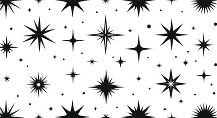 Sparkle starburst vector set with shining stars, twinkle bursts, and decorative light effects isolated on light background for magic and celebration design © Nasrin
