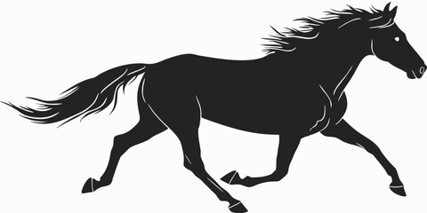 A black horse is running with its mane and tail flowing © Graphicslover