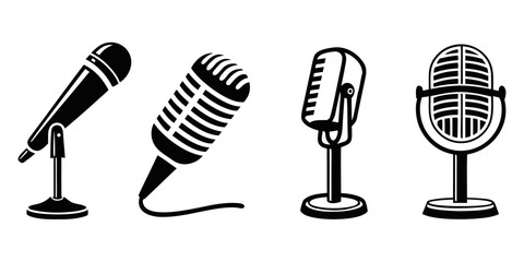 Four different types of microphones on stands © Graphicslover