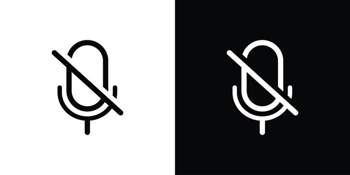 Professional muted microphone icon in a circular outline. Minimalist black and white design representing silence, audio off, or privacy settings for apps and digital interfaces.