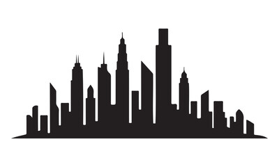 Fototapeta premium City skyline silhouette with many skyscrapers and high rise buildings urban landscape