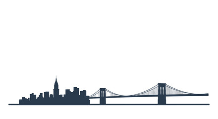 Obraz premium A minimalist monochromatic silhouette depicts the new york city skyline featuring iconic buildings and bridges high quality professional detailed