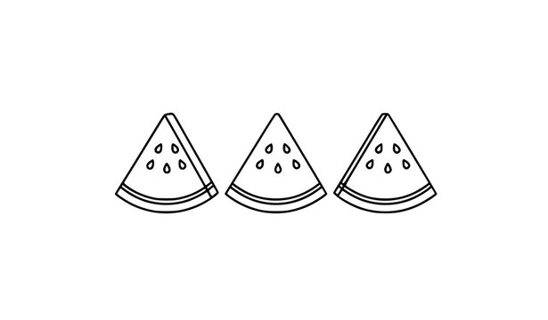 Watermelon slices outline icon set fresh summer fruit line art vector illustration isolated on white