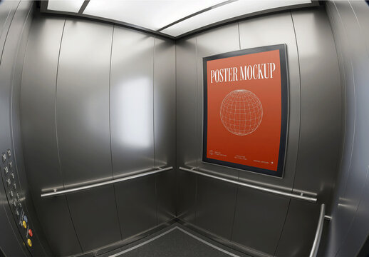Poster Mockup Fisheye Effect Of An Elevator