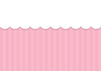 かわいいピンクのストライプとレース飾りの背景フレーム素材