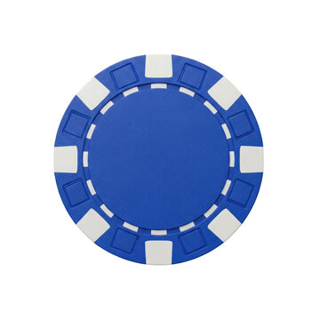 Blue poker chip with white diamond pattern