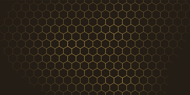 Hexagon technology black and gold colored honeycomb abstract background.  Eps10