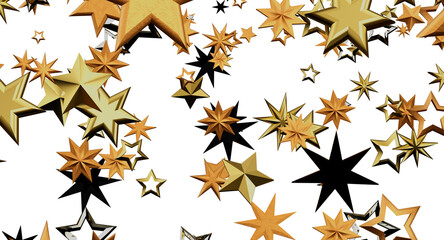 Obraz premium Abstract background featuring golden stars in various sizes, perfect for holiday themes, celebrations, or design project