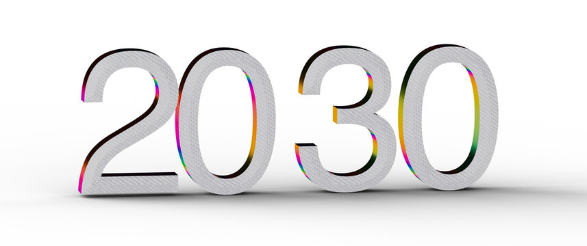 Illustration of the year 2030 with numbers in a futuristic style. Perfect for representing the future, new beg