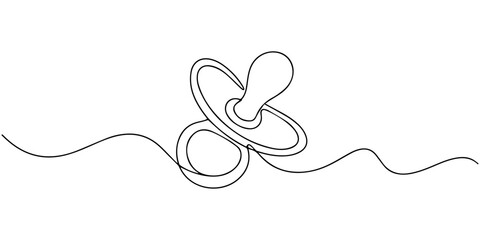 continuous one line drawing Vector line art baby pacifier icon