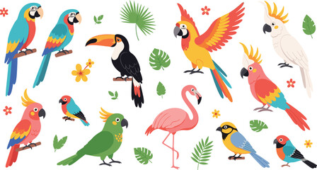 Set of arctic and antarctic animals, flat vector illustrations of polar bear, fox, walrus, seal, snowy owl, reindeer and hare isolated on white © Firoz