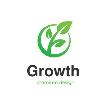 Growth Leaf Logo Icon Design with Circular Sprout Graphic Concept for Sustainable Business, Eco Brand, and Agriculture Company
